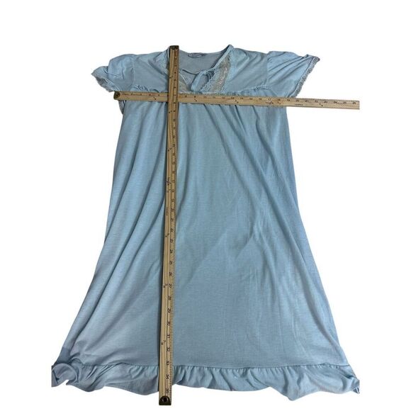 Beautiful RARE Vintage Vintage blue chiffon and lace sheer robe nightgown Cottag - Picture 9 of 9
